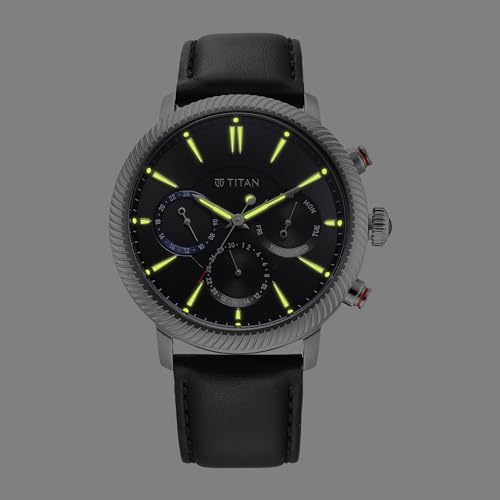 Titan Regalia Stellar Quartz Multifunction Black Dial Leather Strap Wa- image 10