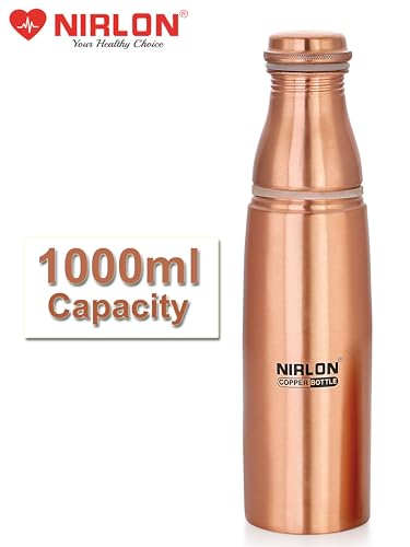NIRLON Amrutam Copper/Tamba Water Bottle with Glass, 1000ml, 1 Piece, C- image 7