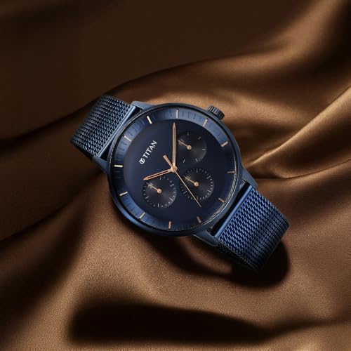 Titan Modern Classics Blue Dial Quartz Multifunction Stainless Steel St- image 8
