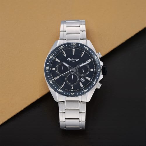 Titan Octane Blue Dial Chronograph Stainless Steel Strap watch for Men-- image 4