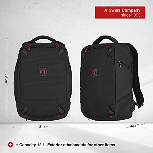 Wenger WEEKEND LIFESTYLE TECHPACK 14 Inch Laptop Backpack with Tablet Pocket, customizable padded dividers, built in rain cover (12 Litre)-blend of style & function, Swiss designed, 606488