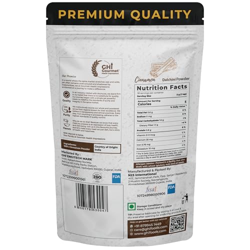 GOURMET HEALTH IMPRESSIONS Superior Grade Cinnamon (Dalchini) Powder 75g - Richly Aromatic, Finely Ground, Non-GMO - Perfect for Baking & Spicing Up Dishes | GHI Foods