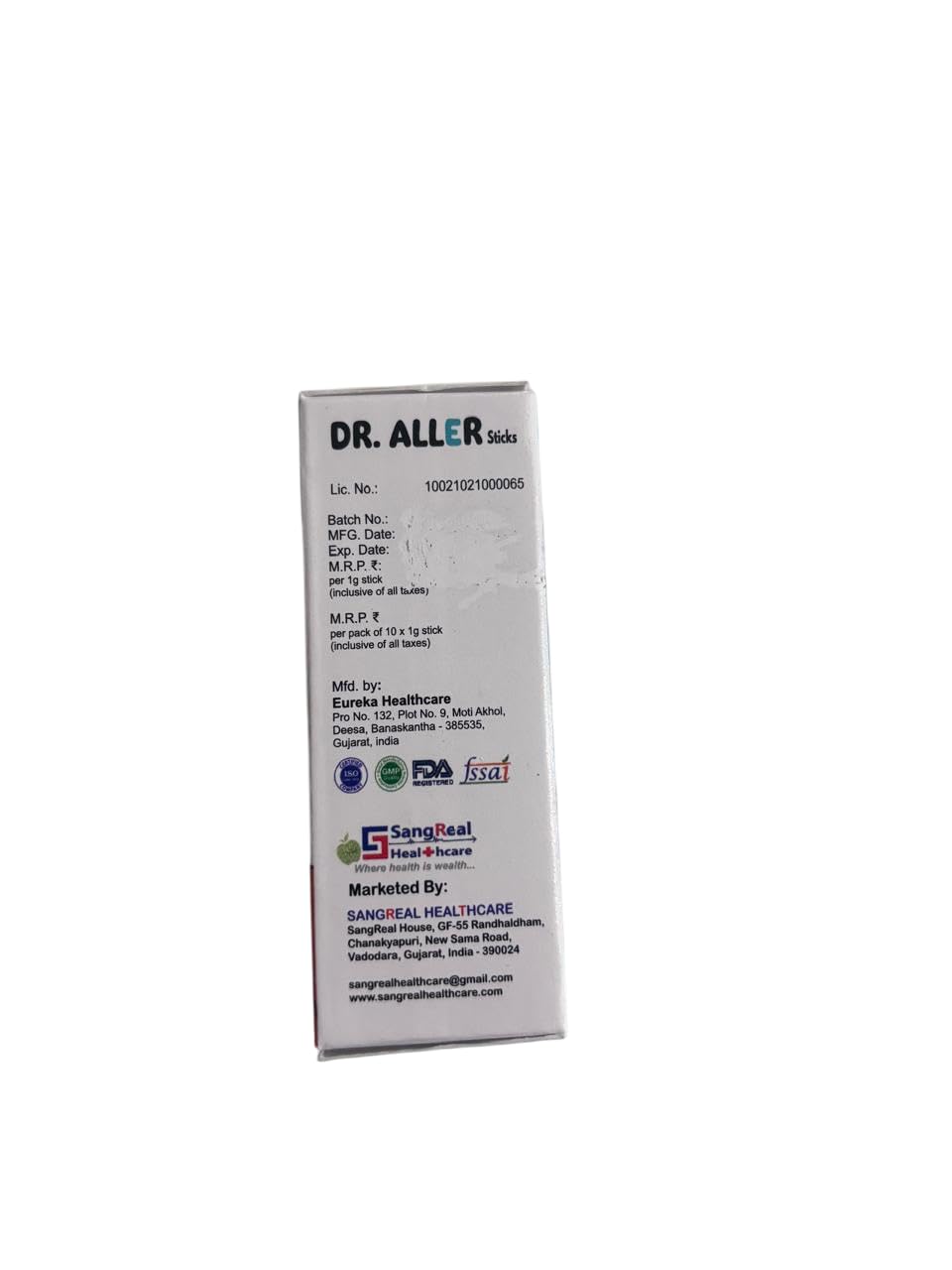 DR ALLER Anti Allergic Probiotic Stick, Pack of 10 sticks of 1g each. Lacobacillus Fermentum and Lactobacillus Paracasei. Ice Orange flavor. Gluten & Sugar free.