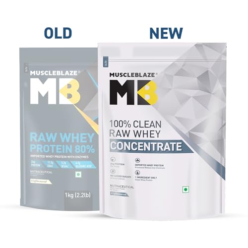 MuscleBlaze 100% Clean Raw Whey Protein Concentrate (Unflavoured, 1kg)- image 9
