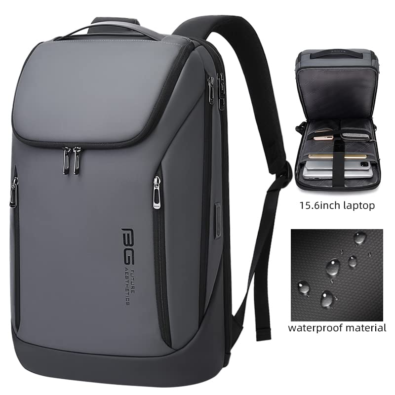 Red Lemon BANGE Captain Business Smart Backpack Water-Resistant 15.6 Inch Laptop Backpack with USB Charging Port,Travel Durable Backpack for Men and Women (Grey)