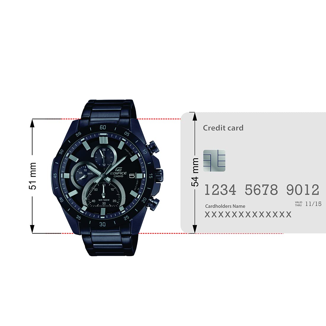 Casio Edifice EFR-571MDC-1AVUDF Black Analog Dial Black Stainless Steel Band Men's Watch Chronograph 100M Water Resistant ED517