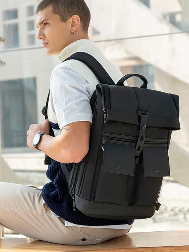 FUR JADEN Pro-III Innovative Sack Styled Smart Anti-Theft 2 Compartment Travel Laptop Backpack for Unisex For Business Professionals & College Students (Graphite Black), 20 Litres