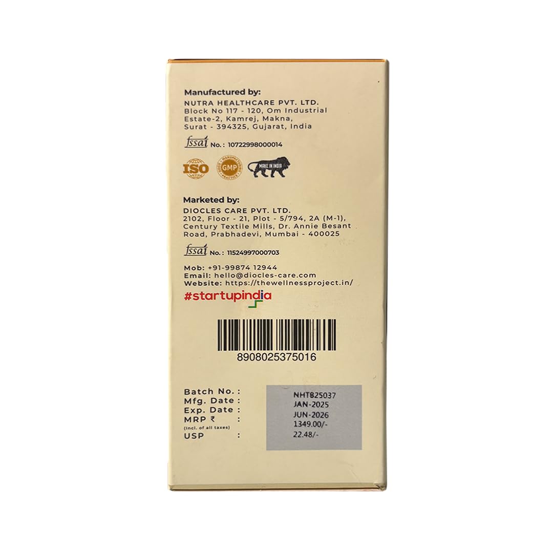 The Wellness Project (TWP) Curcumin with Curcuwin Ultra+ 250mg | For Women & Men | 60 Tablets – 2 Month Supply