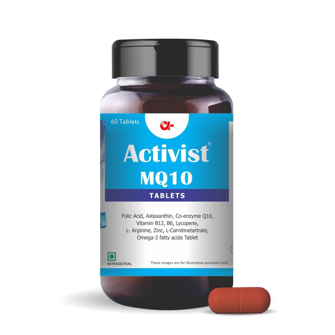 Activist- M Co enzyme Q10 L arginine Lycopene with L carnitine Astaxanthin Tablet | Nutritional Dietary Supplement | Multivitamin- 60 Tablets