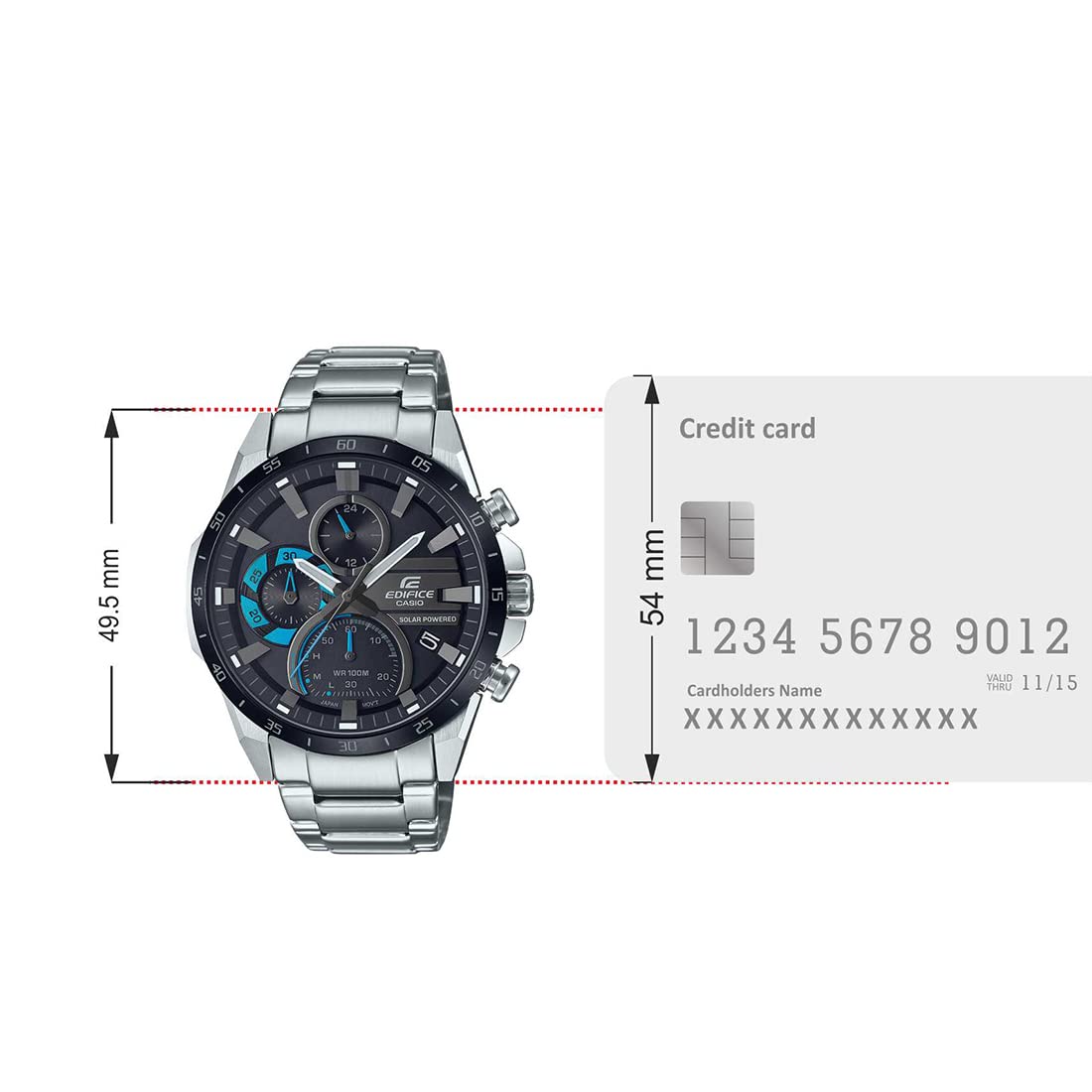 Casio Edifice EQS-940DB-1BVUDF Black Analog Dial Silver Stainless Steel Band Men's Watch Solar Powered Chronograph ED567