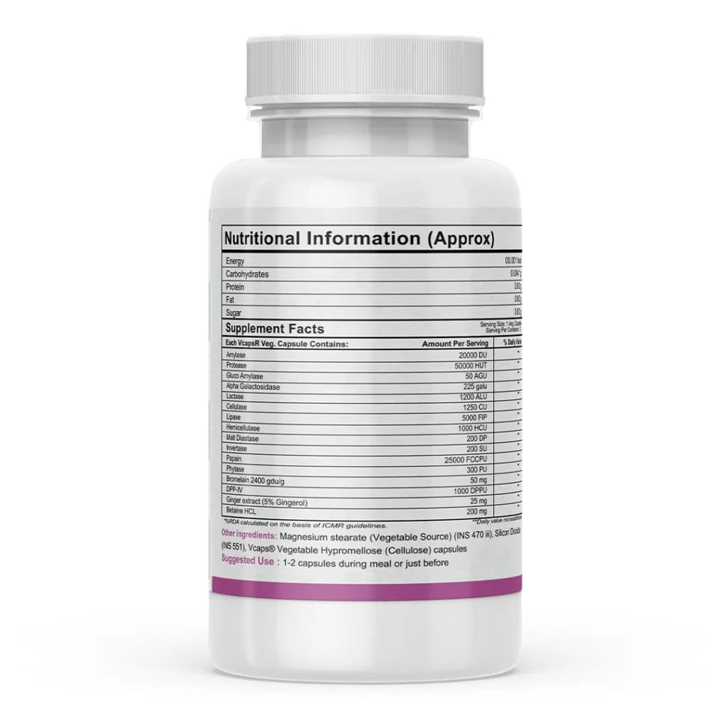 Autoimmunity Care Veg Digest All Care – Complete Digestive Enzymes Supplement with Betaine HCl | Supports Faster Digestion, Acidity, Bloating & Gas Relief | Digestive Enzyme Tablets | 30 Caps (30 dose)