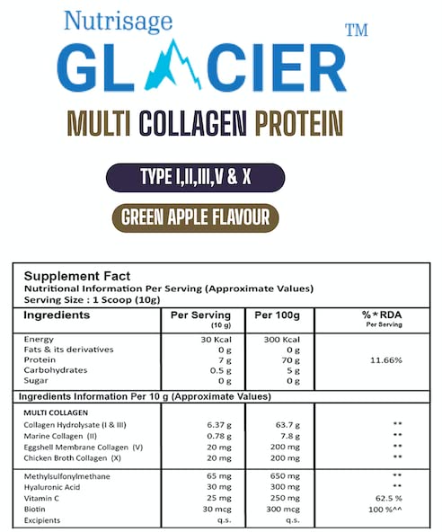 Nutrisage Multi Collagen Peptides Powder -Easy to Dissolve - Type I, II, III, V, X - for Women & Men - Promotes Hair, Skin, Nails, & Joint Health