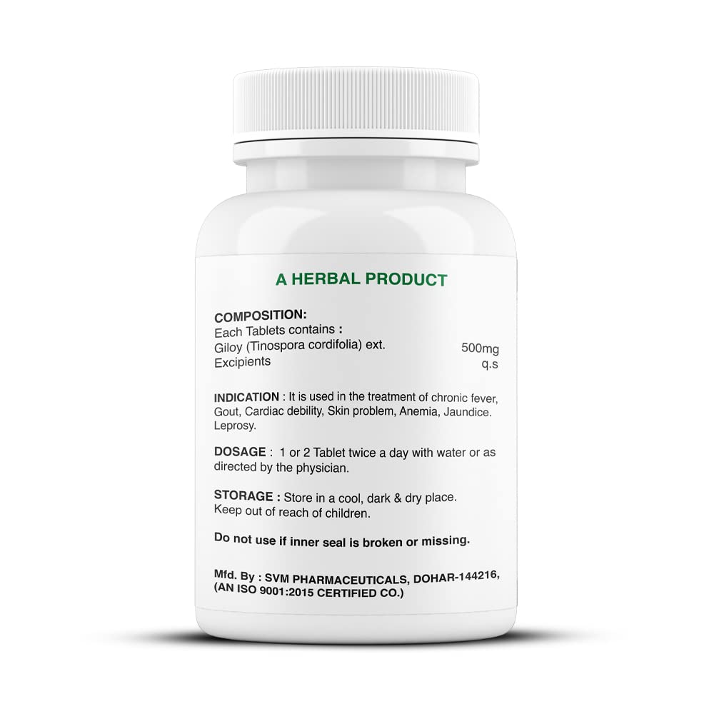 Dr. Satnam’s Arogyam Ayurveda Giloy (Guduchi) Extract 500mg Tablets | GMP Certified | 100% Pure Herbal | Supports Immune Health, Liver Wellness & Blood Purification | Daily Herbal Supplement | 60 Tablets