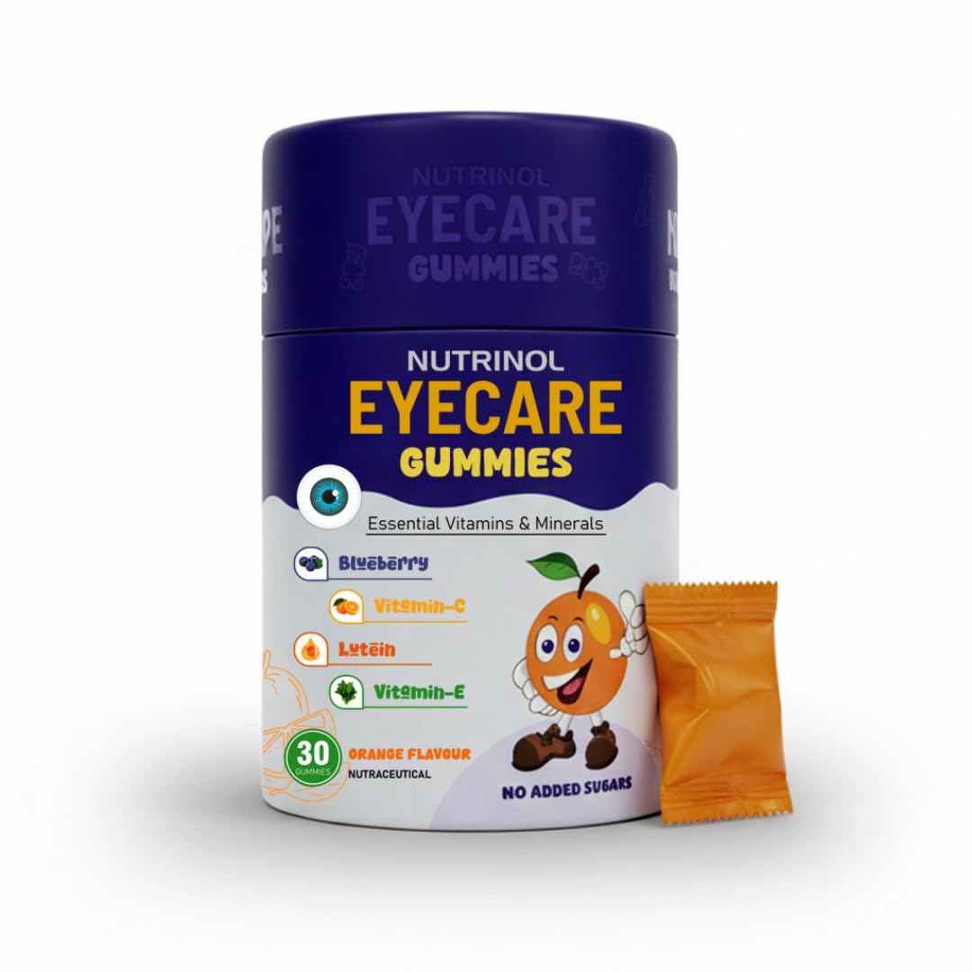 Knoll Healthcare Nutrinol Eye Defense Gummies with Lutein & Zeaxanthin | Reduces Digital Strain | Orange Flavor 30 Gummies | Eye Vision Support Supplement for Men & Women | Pack Of 2
