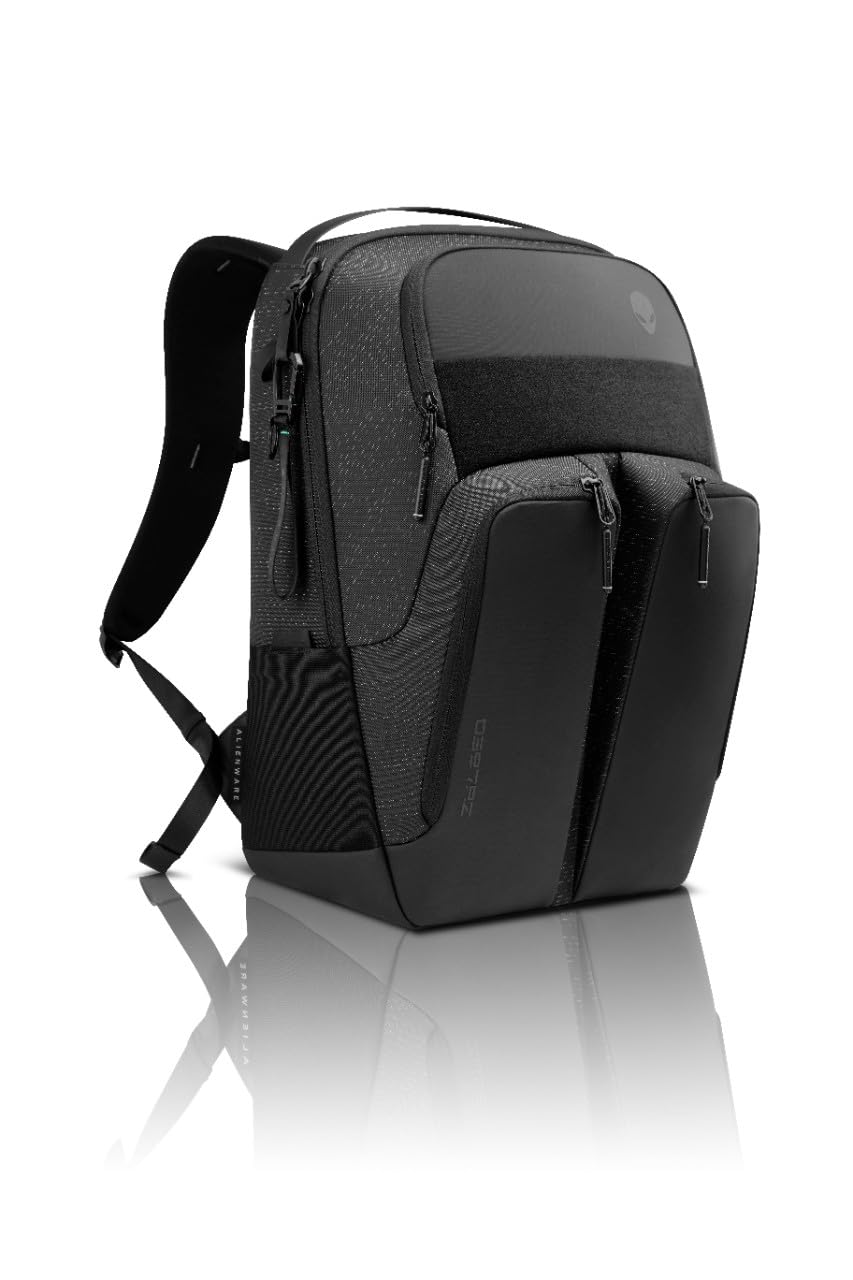 Alienware 28L Horizon Utility Backpack|Weather Resistant |Nylex, Cushioned EVA |Sternum + Shoulder Carrying Straps |Front & Mesh Pocket with 3 Year Warranty |AW523P- Color: Galaxy Weave Black.