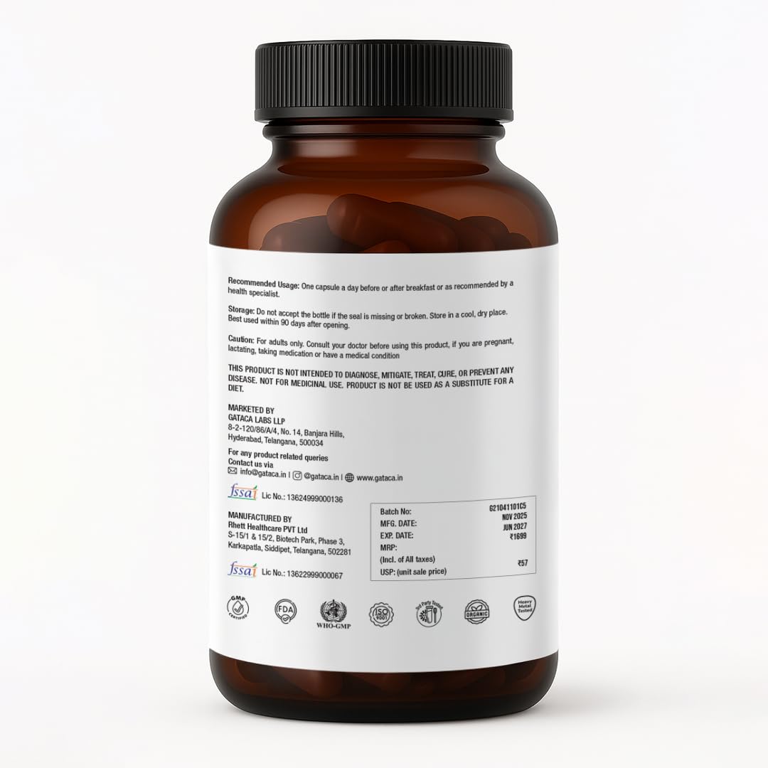 GATACA Pure Ca-AKG 500 mg Capsules for Cellular Energy & Healthy Aging | Calcium Alpha Ketoglutarate Supplement | Supports Mitochondrial Energy, Longevity & Vitality | 30 Vegan Capsules