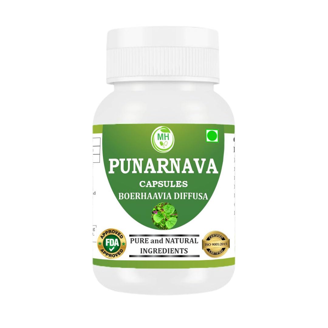 Punarnava Capsules | Ayurvedic Herbal Formula with Boerhavia diffusa | Plant-Based Supplement | Vegan | 60 Veg Capsules | Traditional Botanical Ingredient | Pack of 1