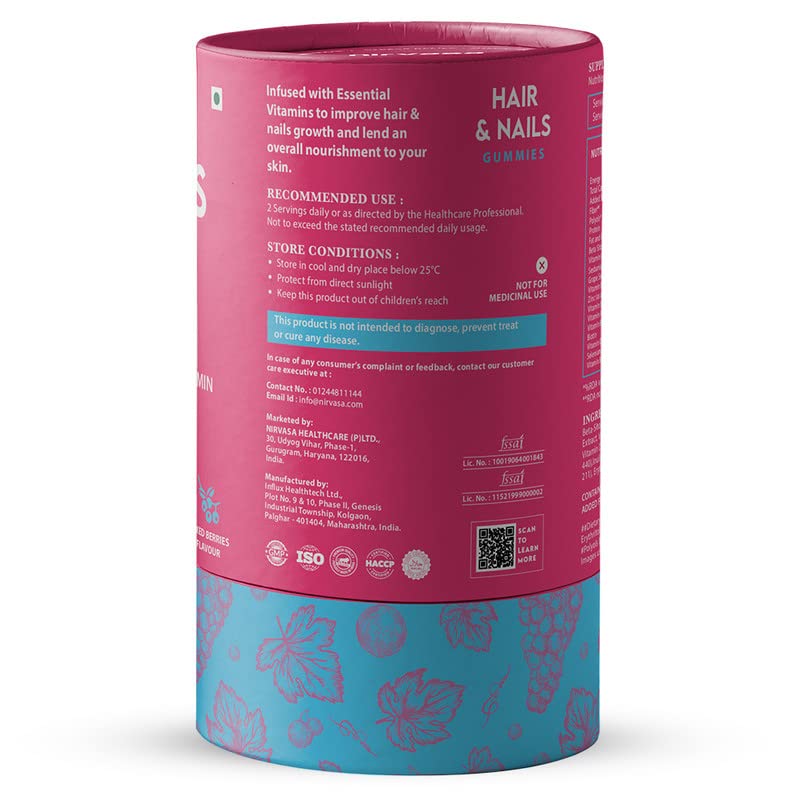 Nirvasa Hair & Nail Gummies with Biotin | Helps Keep Hair, Nail, Skin H- image 9