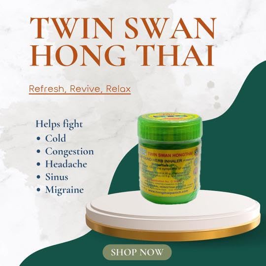 TWIN SWAN HONGTHAI™ Herb Inhaler Traditional Thai Herbal Inhalant (Pack of 2)