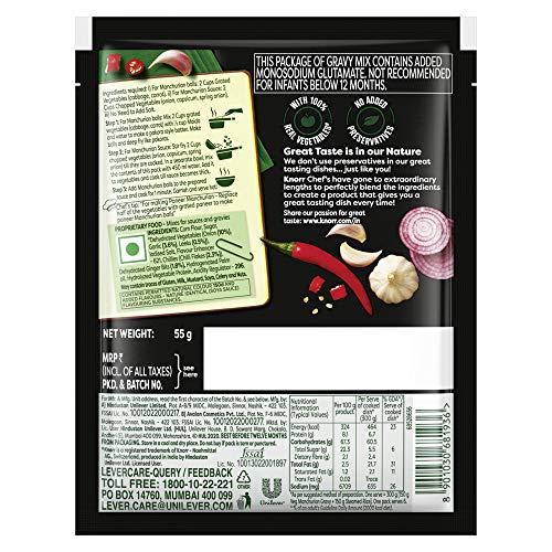 Knorr Chinese Manchurian Gravy Mix, Serves 6, 55 grams