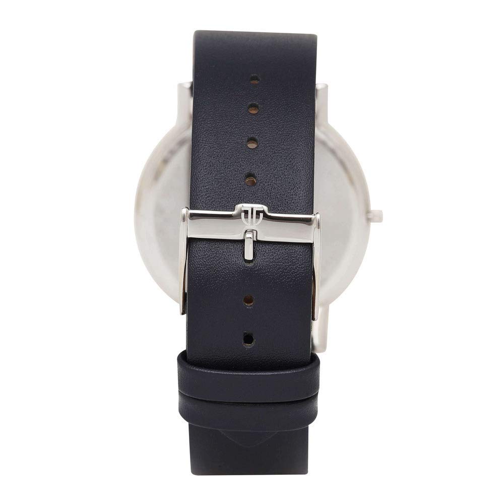 Titan Edge Quartz Analog Silver Dial Navy Blue Leather Strap Watch for- image 2