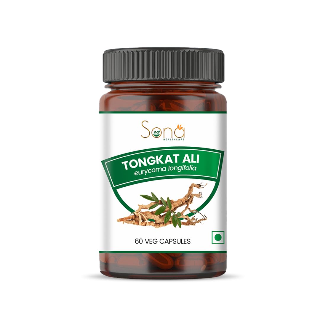 Sona Healthcare Tongkat Ali Supplement, 500mg, 60 Vegetarian Capsules, Energy and Endurance Support