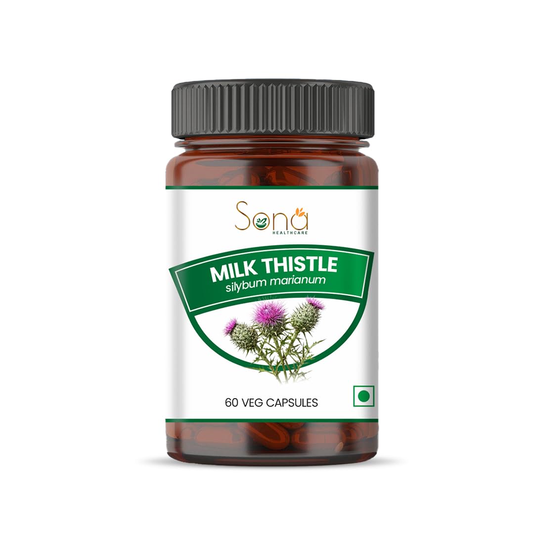 Sona Healthcare Milk Thistle Extract Supplement, 500mg Silybum Marianum, Liver Support for Men and Women