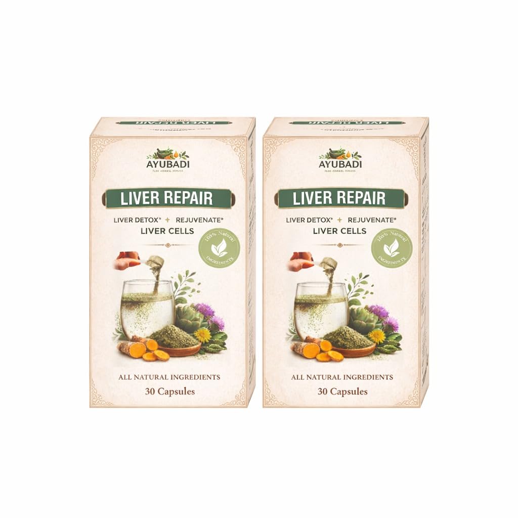 Ayubadi Liver Repair Capsules (60 capsules) | Ayurvedic Herbal Liver Wellness Supplement | Supports Liver Function, Digestion & Metabolism | Daily Detox & Natural Health Care Support