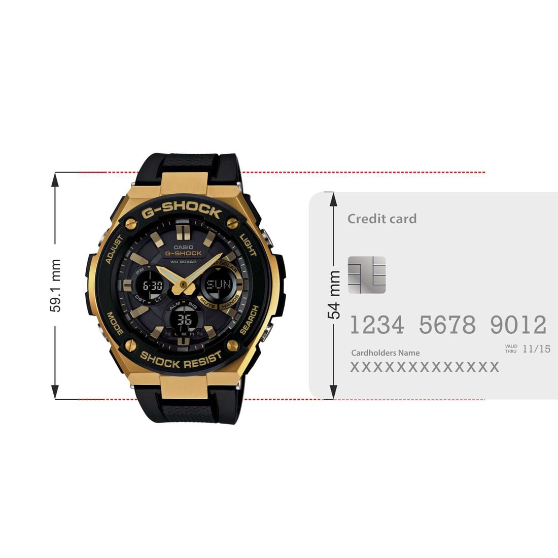 Casio G-Shock GST-S100G-1ADR Analog-Digital Black Dial Men Watch Black Resin Strap (G608)