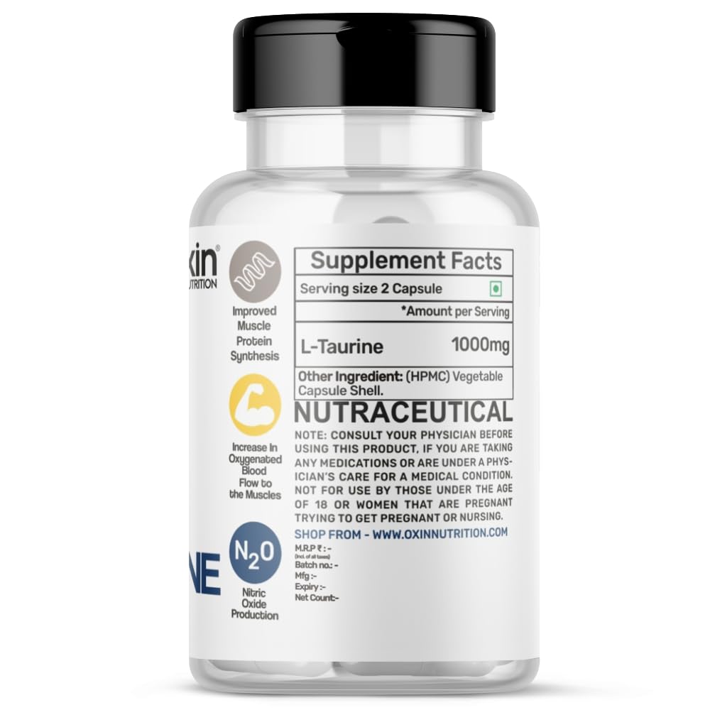 Oxin Nutrition L Taurine 1000mg Capsule Pure Series Imported Taurine (1- image 7