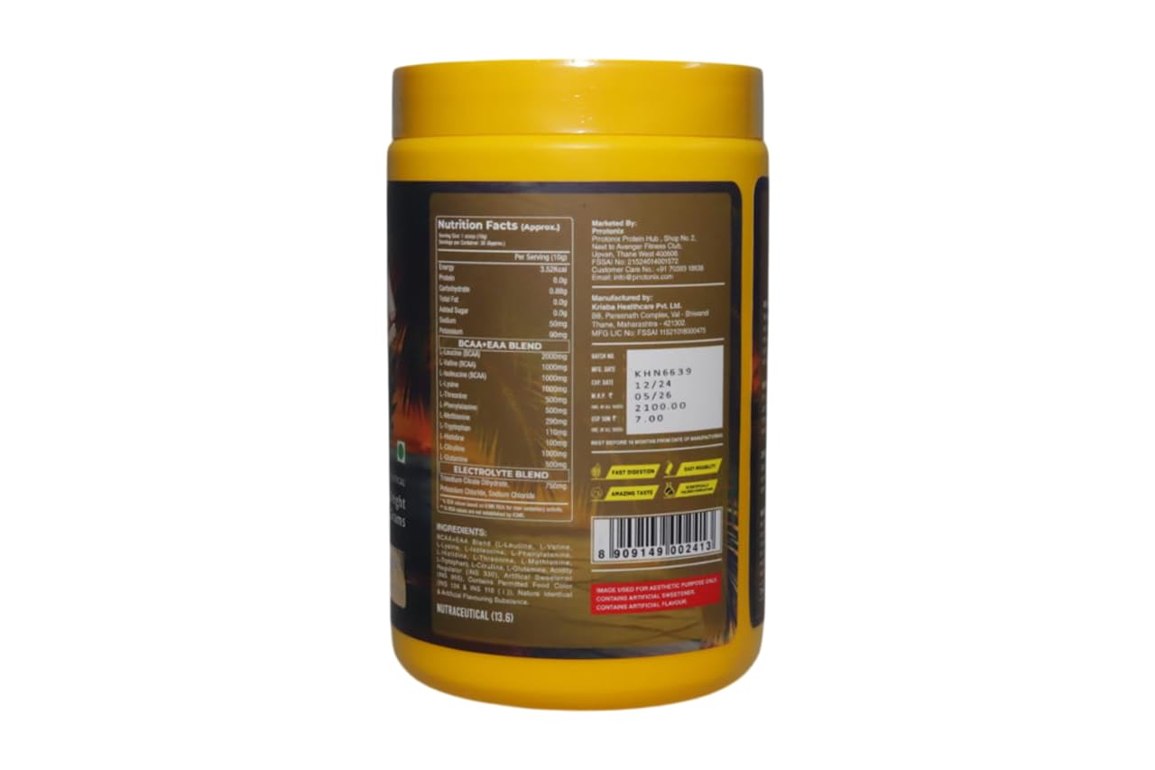Prrotonix BCAA and EAA Amino Acid Blend | 300g Container | Essential Amino Acid Intra-Workout Formula | Pink Guava, 300gm