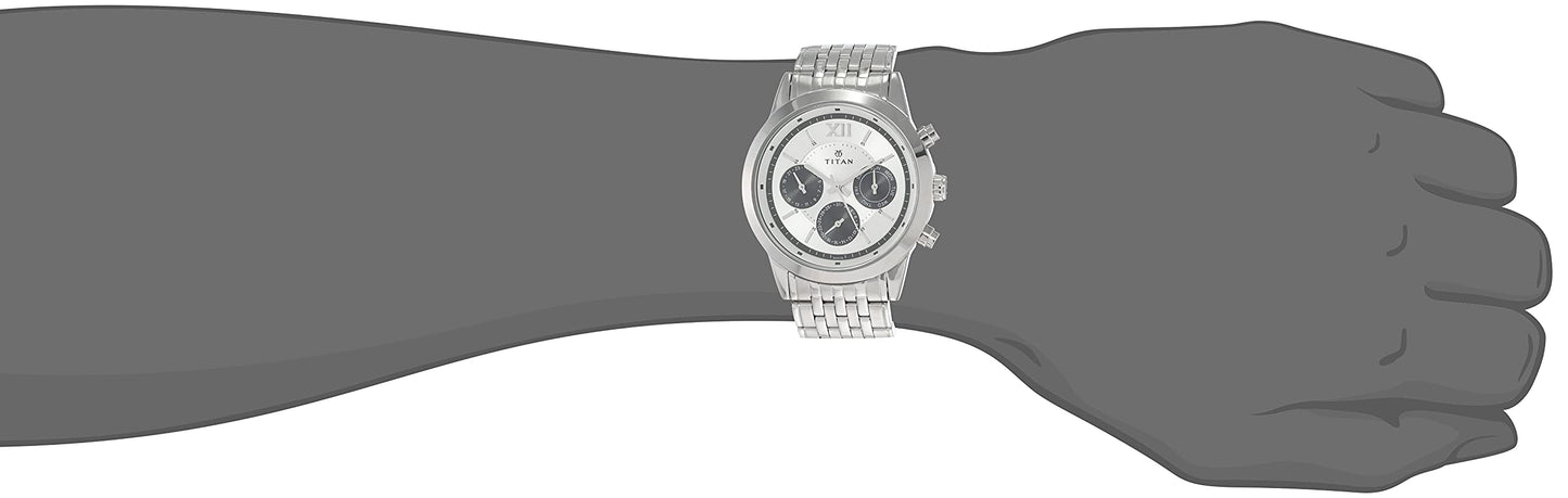 Titan Quartz Analog Silver Dial Watch for Men-NP1766SM03