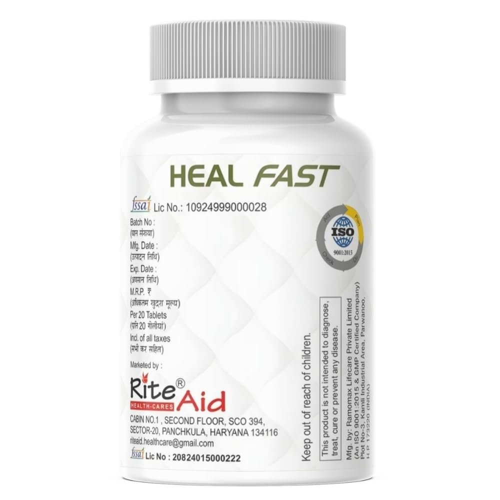 RITE AID HEALTH CARES Heal Fast Nutraceutical Tablets 20 Count | Bone Wellness Supplement with Calcium to Help Support Daily Bone, Ligament and Tendon Nutrition
