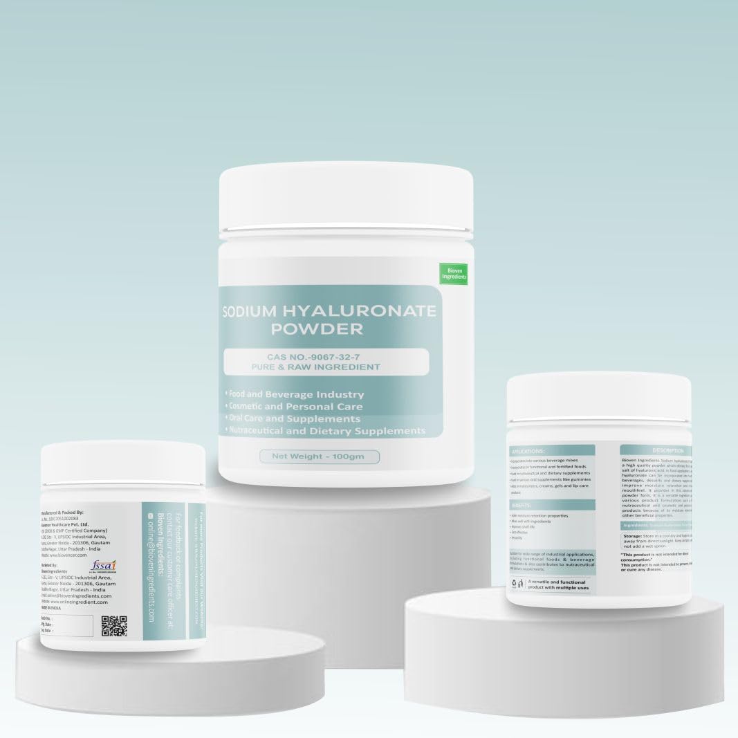 Bioven Ingredients Sodium Hyaluronate Powder, Pure Extract, No Added Colour or Preservatives