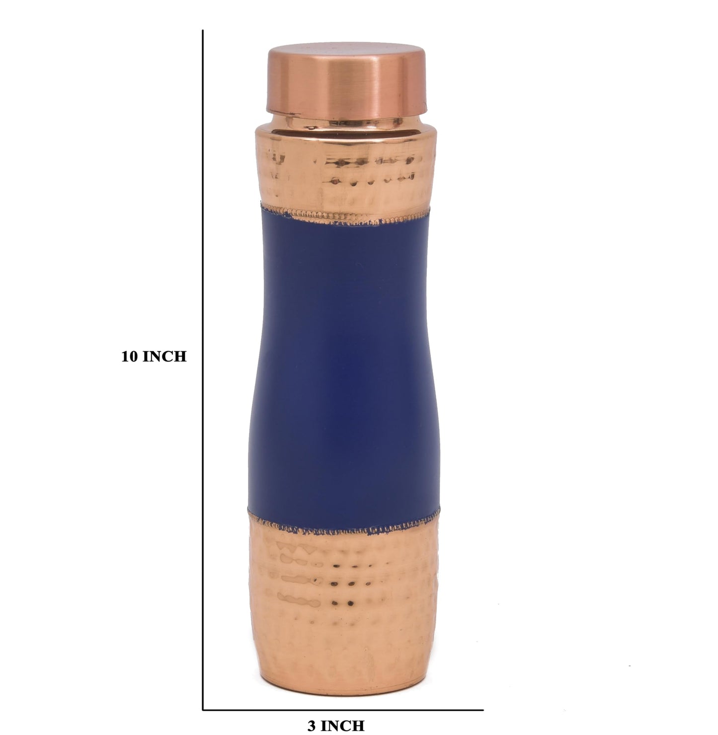 OGGN Stylish Pure Copper Water Bottle, Half Hammered Blue Silk Finish B- image 6