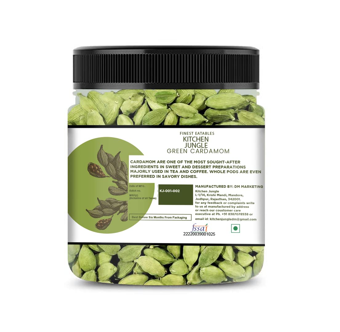 Kitchen Jungle Premium Green Cardamom (Elaichi) 100 Gm - No Artificial Colours or Preservatives | Natural Elaichi | Distinctive Flavour & Aroma