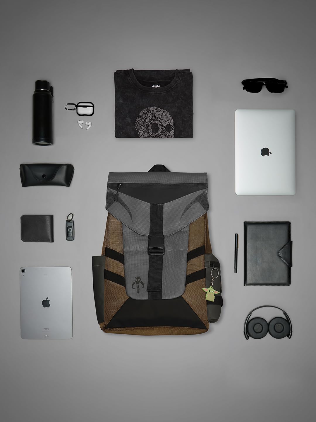 The Souled Store Star Wars: Mandalorian Backpacks | Official Lucasfilm Merchandise | Premium Water-Resistant Laptop Bag with Grogu Graphic | Durable Urban Travel Rucksack for Men & Women