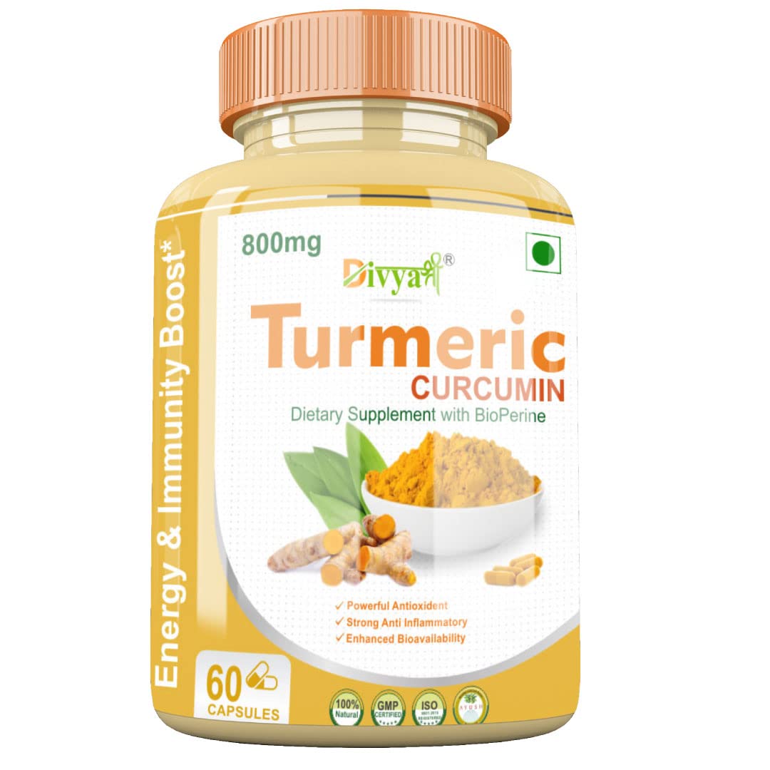 Divya Shree Turmeric Curcumin with BioPerine, 800mg, 60 Capsules, Dietary Supplement