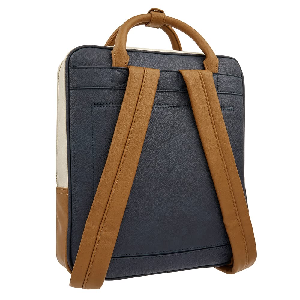 Accessorize London Women's Navy Harrie Vegan Backpack| backpack bags for women stylish |Work bag for woman |women latest Office/Travel bag