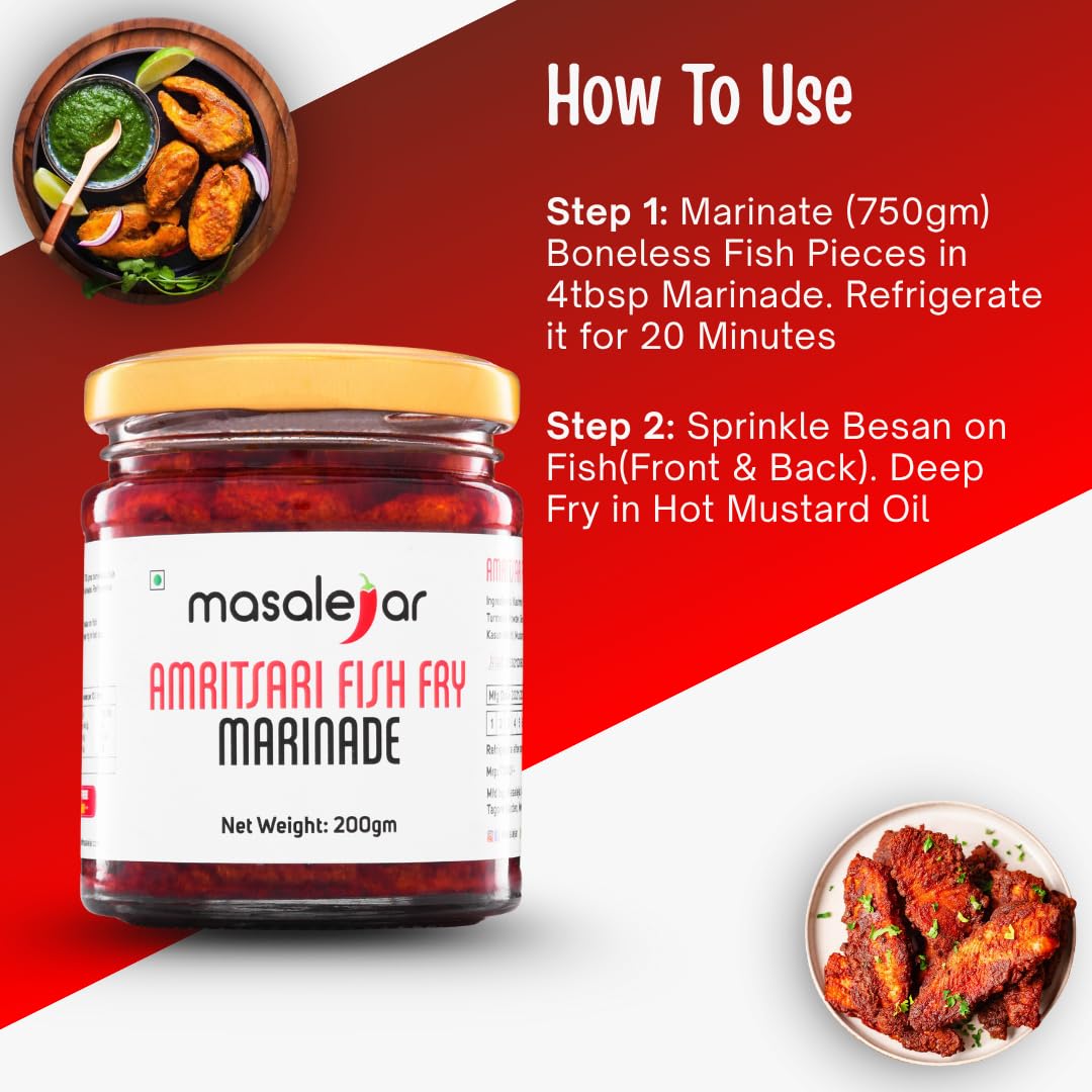 Masalejar Amritsari Fish Fry Marinade 200g, Ready to Cook Spice Mix for Fish Masala, Fish Curry Masala, Chicken Masala, Mutton Masala, Tandoori Masala & Chicken Marinade