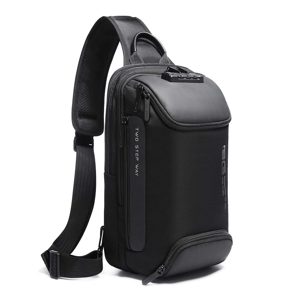 Red Lemon Bange Anti-Theft Sling Bag with USB Charging Crossbody Shoulder Bag for Men & Women Lockable Chest Daypack | Fits 7inch Tablet, Mobile & Acc | Lightweight Travel Daily Use Backpack (Black)