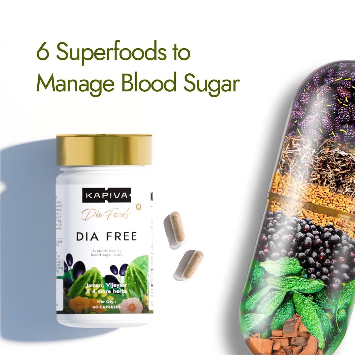 Kapiva Dia Free Capsules | Helps Manage Blood Sugar Levels With Karela,- image 9