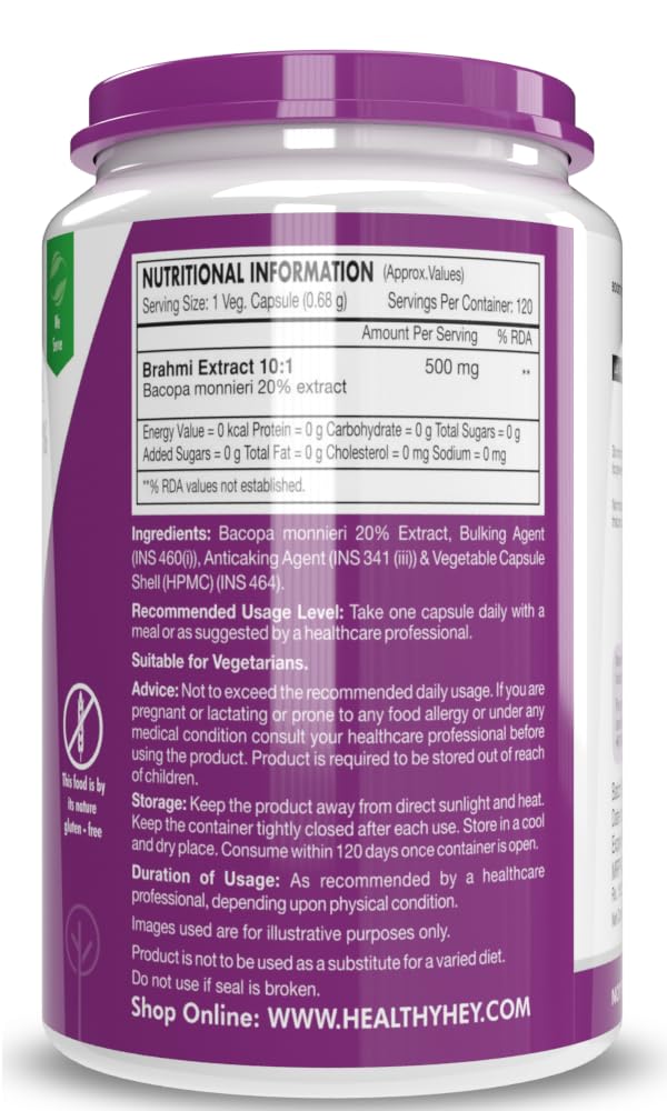 HealthyHey Nutrition Brahmi - Bacopa Monnieri Support Memory and Brain- image 6