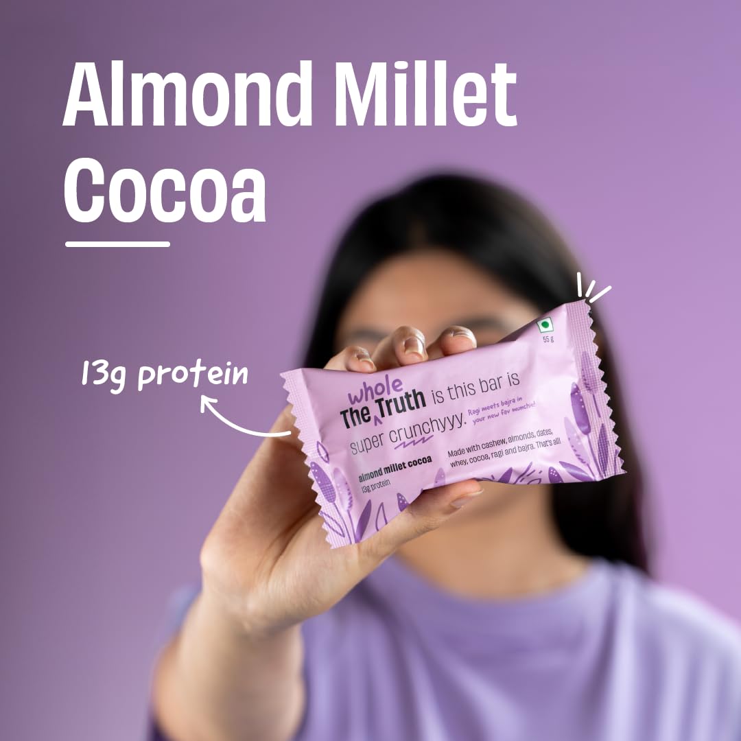 The Whole Truth | 13g Protein Bar | Almond Millet Cocoa | Pack of 6 x 5- image 8