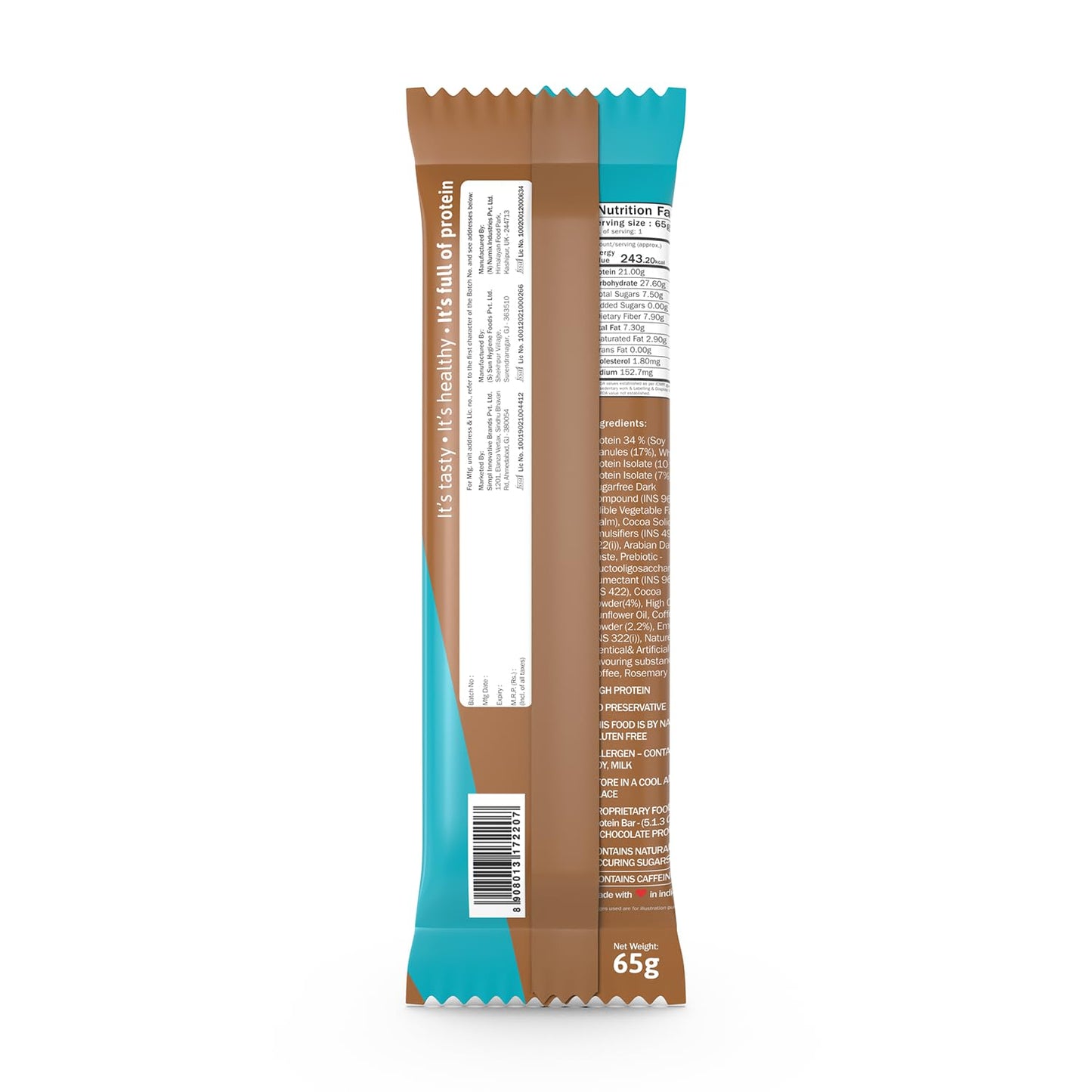 Phab 21G Mocha Nut Fudge Protein Bar | 8G High Fiber | Pea & Whey Prote- image 9