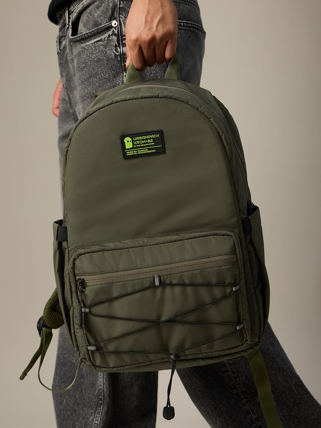 The Souled Store Utility Backpack – Army Green – Padded Laptop & iPad Sleeve, 17 L Capacity, Water-Resistant Casual Daypack for Daily Carry and Travel