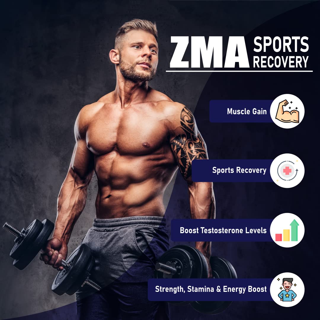 End2End Nutrition Zinc Magnesium Aspartate (ZMA) Supplement for Men & Women with Tribulus, Vitamin B6 and Piperine | High Absorption for Better Sleep, Muscle Cramps, Nerves Health & Sports Recovery - 60 Tablets