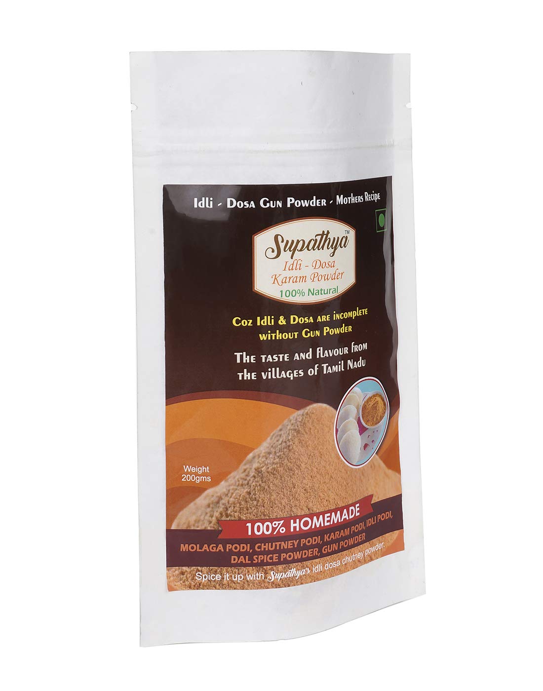 Supathya Milagai podi - Idli Dosa Powder - Chutney podi Masala - Gun Powder - Karam Molaga Podi - 200g (Spice: Medium Texture: Course)