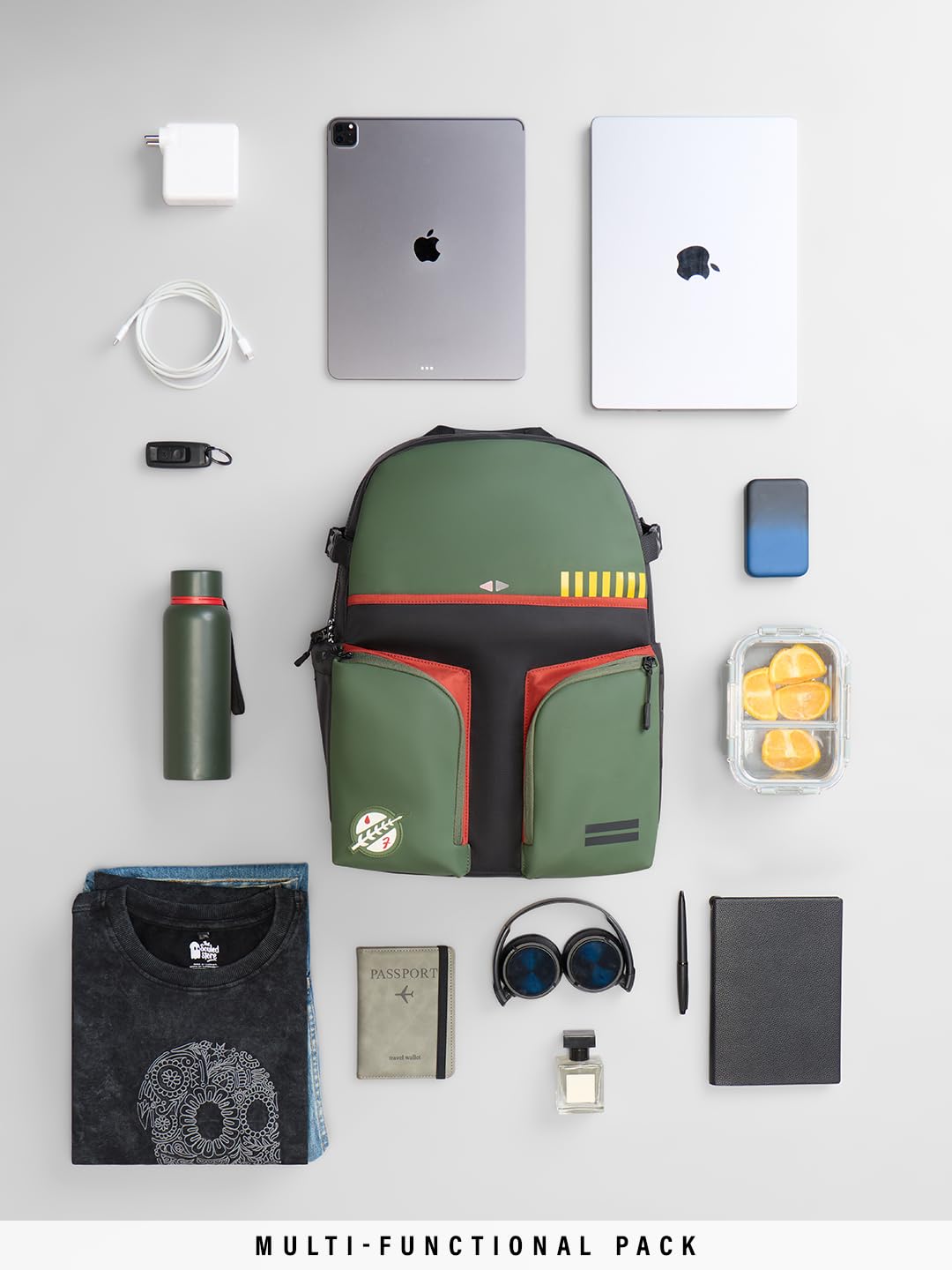The Souled Store Star Wars: Boba Fett Backpacks | Official Lucasfilm Merchandise | Premium Dot Foam Polyester 16L Water-Resistant Laptop Bag with 17" Sleeve & Luggage Strap for Men & Women