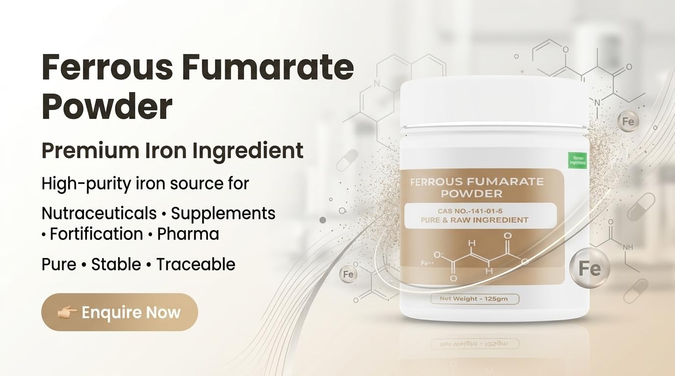 Bioven Ingredients Ferrous Fumarate Powder Food-Grade | Premium Mineral | Nutritional Enhancer & Fortification Agent for Bakery, Beverages, Cereals, Dairy & Processed Foods | 125 g